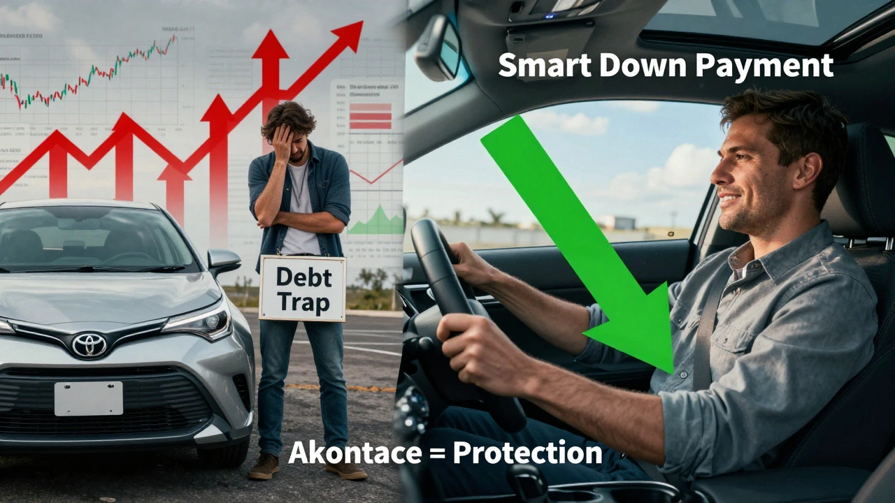 Dvě scény: jedna s rekvizicí auta, druhá s klidným řidičem – akontace jako ochrana.