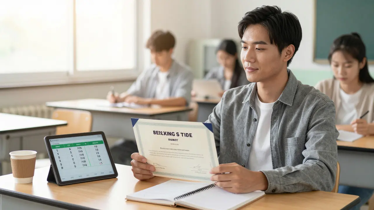 Řidič drží certifikát po absolvování kurzu bezpečného řízení, body se zvyšují na tabletu.