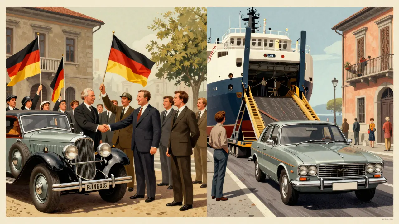 Evropský trh v 70. letech: Chrysler Horizon na italském přístavu, zatímco Evropané pozorují s nejistotou.